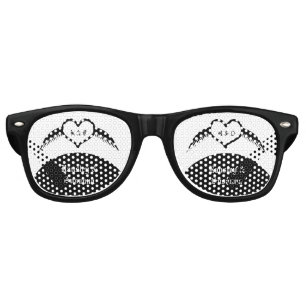 Gothic Wedding Winged Heart Custom Monogrammed Retro Sunglasses