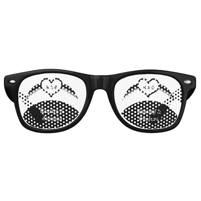 Gothic Wedding Winged Heart Custom Monogrammed Retro Sunglasses (Front)