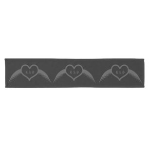 Gothic Wedding Winged Heart Custom Monogrammed Short Table Runner