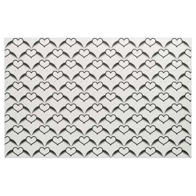 Gothic Wedding Winged Heart Patterned Fabric (Fat Quarter)
