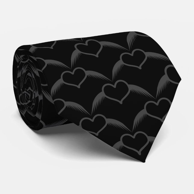 Gothic Wedding Winged Heart Patterned Tie (Rolled)