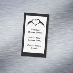 Gothic Wedding Winged Heart Wedding Planner Magnetic Business Card