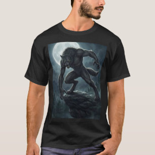 Gothic Werewolf Full Moon Dark Fantasy Art T-Shirt