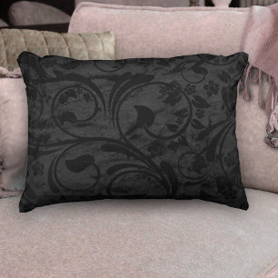 Gothic Whimsy Unveiled: Filigree on Velvet Noir Decorative Cushion