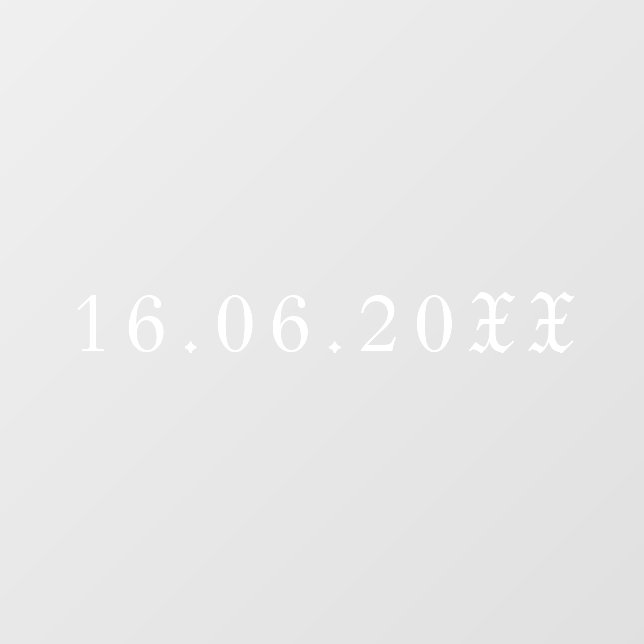 Gothic White Blackletter Numerical Date Wedding (Sheet)