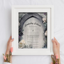 Gothic White Floral Arch Handfasting Certificate