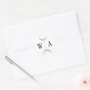 Gothic White Monogram Moon Crest Envelope Seal