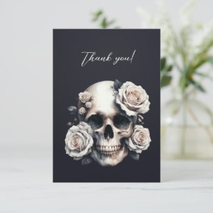 Gothic White Skull Crown of Roses Thank You