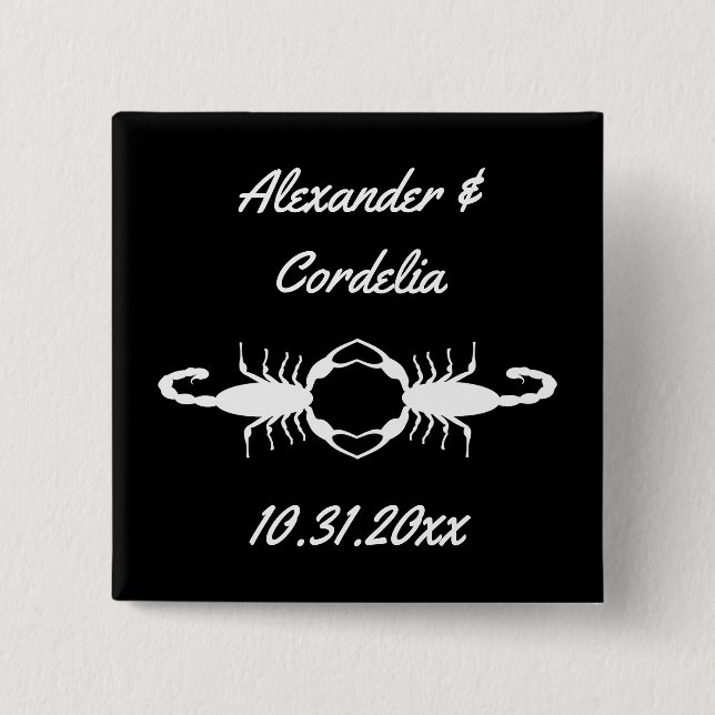 Gothic White Wedding Scorpions Custom 15 Cm Square Badge (Front)