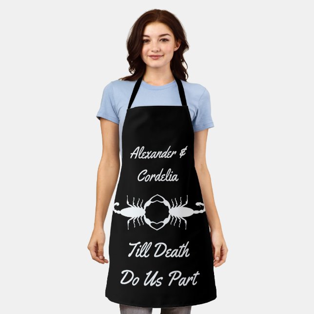 Gothic White Wedding Scorpions Custom Apron (Worn)