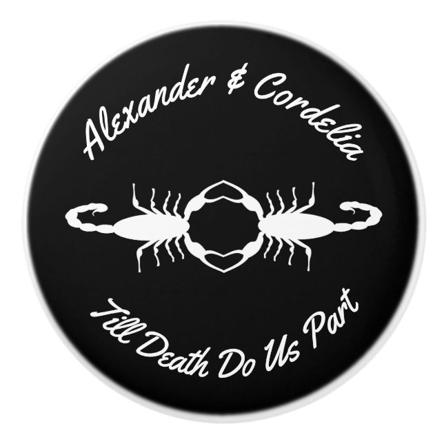 Gothic White Wedding Scorpions Custom Ceramic Knob (Front)