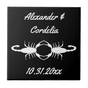 Gothic White Wedding Scorpions Custom Ceramic Tile