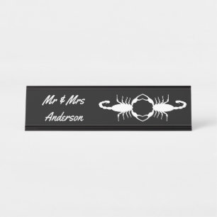 Gothic White Wedding Scorpions Custom Desk Name Plate
