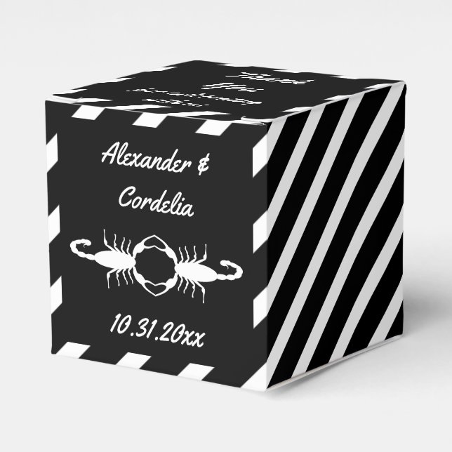 Gothic White Wedding Scorpions Custom Favour Box (Front Side)
