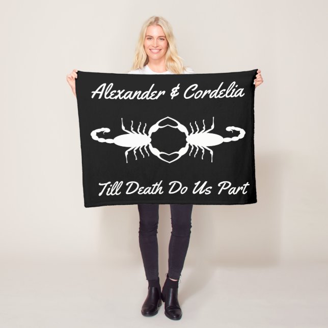 Gothic White Wedding Scorpions Custom Fleece Blanket (In Situ)