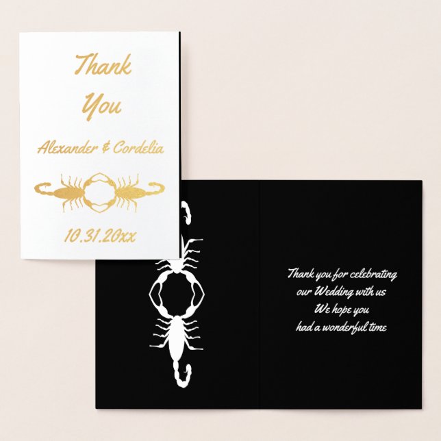Gothic White Wedding Scorpions Custom Foil Card (Display)