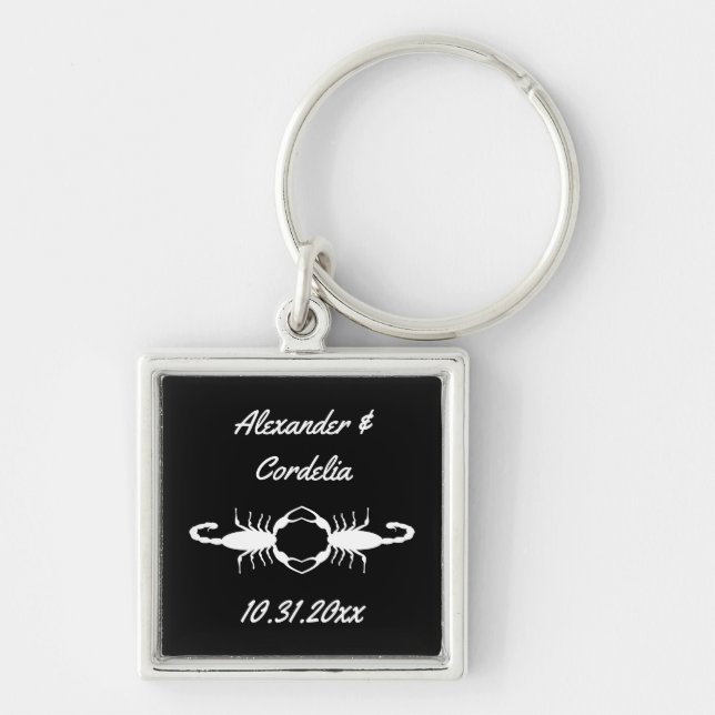 Gothic White Wedding Scorpions Custom Key Ring (Front)