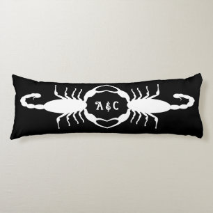 Gothic White Wedding Scorpions Custom Monogrammed Body Cushion