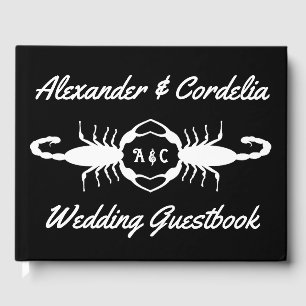 Gothic White Wedding Scorpions Custom Monogrammed Guest Book