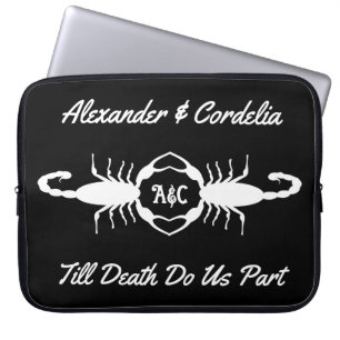 Gothic White Wedding Scorpions Custom Monogrammed Laptop Sleeve