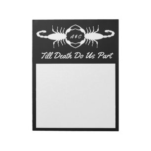 Gothic White Wedding Scorpions Custom Monogrammed Notepad