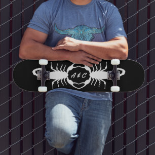 Gothic White Wedding Scorpions Custom Monogrammed Skateboard