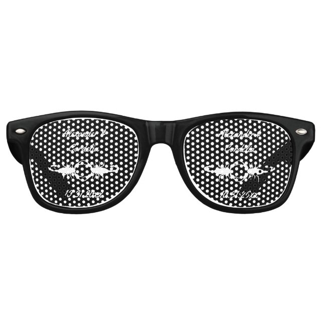 Gothic White Wedding Scorpions Custom Retro Sunglasses (Front)