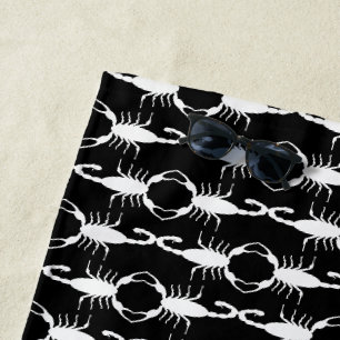Gothic White Wedding Scorpions Patterned Beach Towel