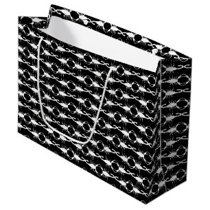 Gothic White Wedding Scorpions Patterned Large Gift Bag
