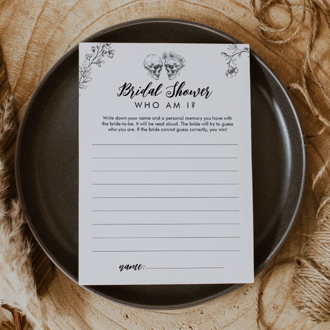 Gothic Who Am I Bridal Shower Game Card (Creator Uploaded)