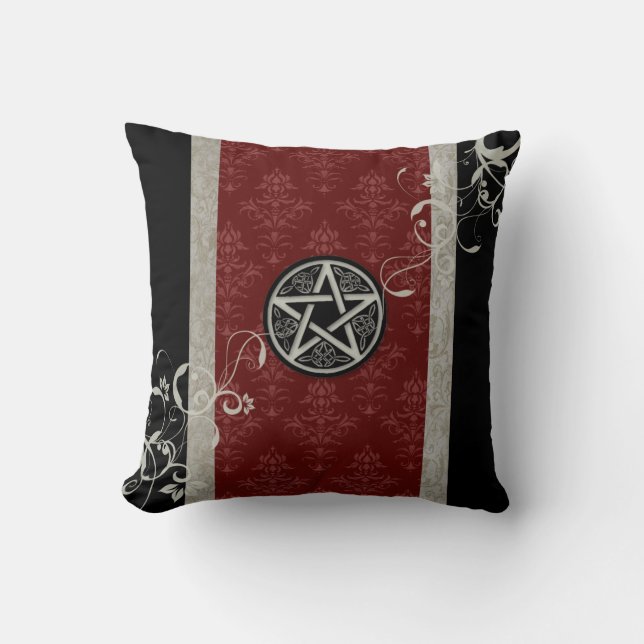 Gothic Wiccan Pentacle Cushion (Front)