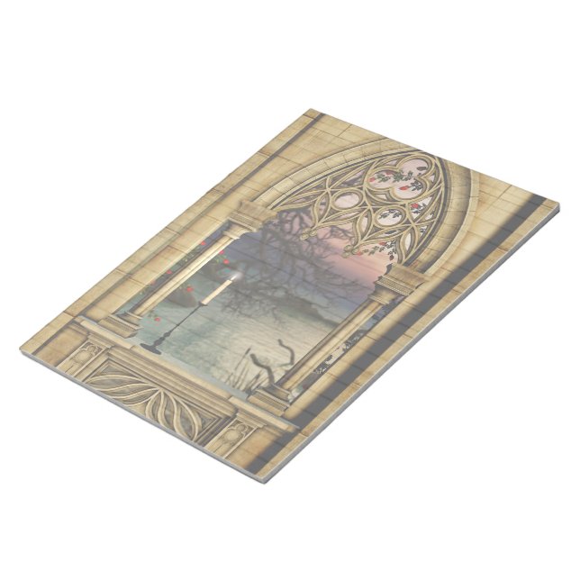 Gothic Window Elegant Stationery Notepad (Angled)