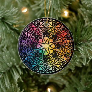 Gothic Window Rainbow Pride Ceramic Ornament