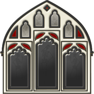 Gothic Window w/ Skeletons & Bats on Black Shower Curtain