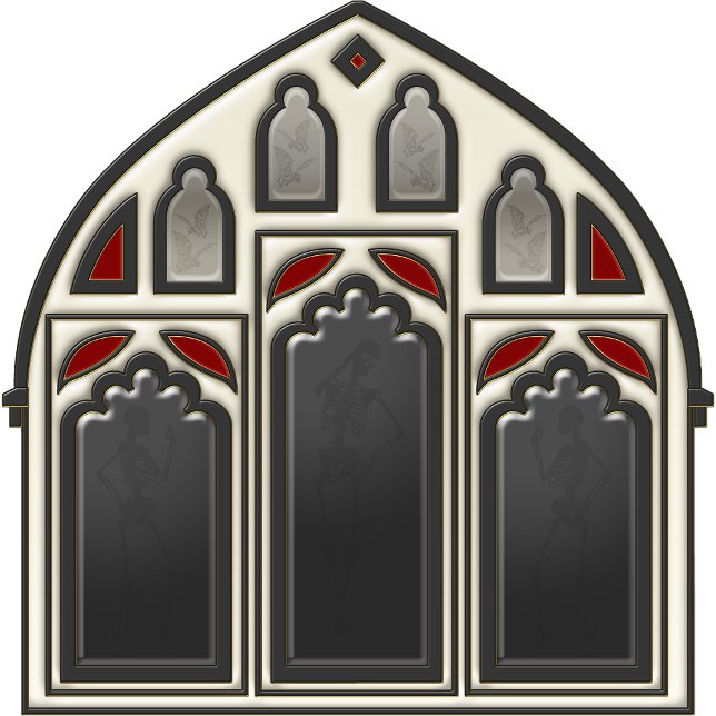 Gothic Window w/ Skeletons & Bats Wallpaper (Look in glass panes to see the bats and skeletons.


)