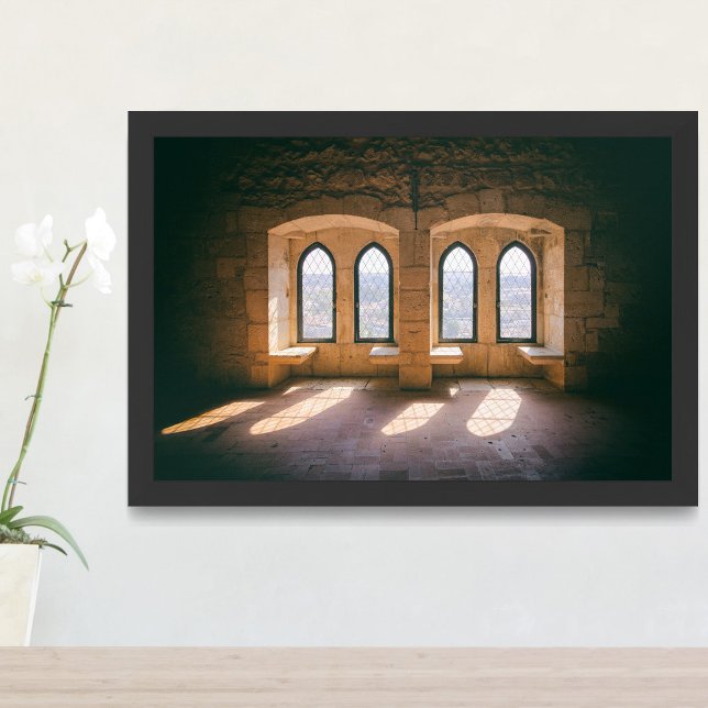 Gothic windows in Leiria Castle Palatial Residence Photo Print (Creator Uploaded)