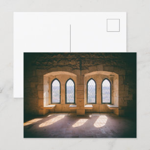 Gothic windows in Leiria Castle Palatial Residence Postcard