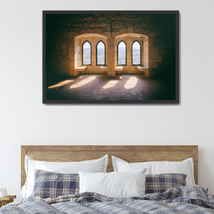 Gothic windows in Leiria Castle Palatial Residence Poster