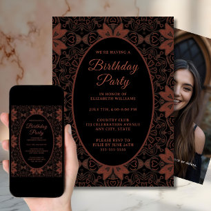 Gothic Wine Black Birthday Party Invitation Goth