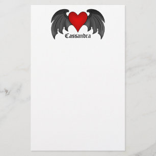 Gothic winged heart Valentines Day Stationery