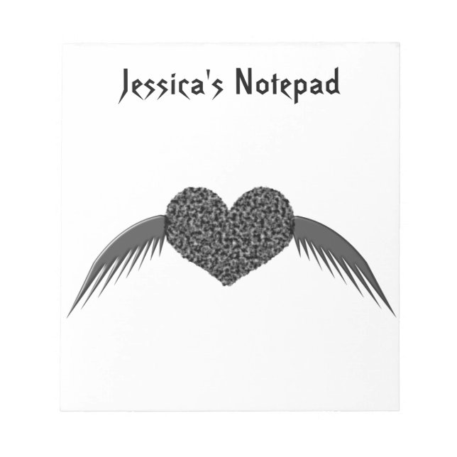 Gothic Winged Love Heart Customisable Notepad (Front)