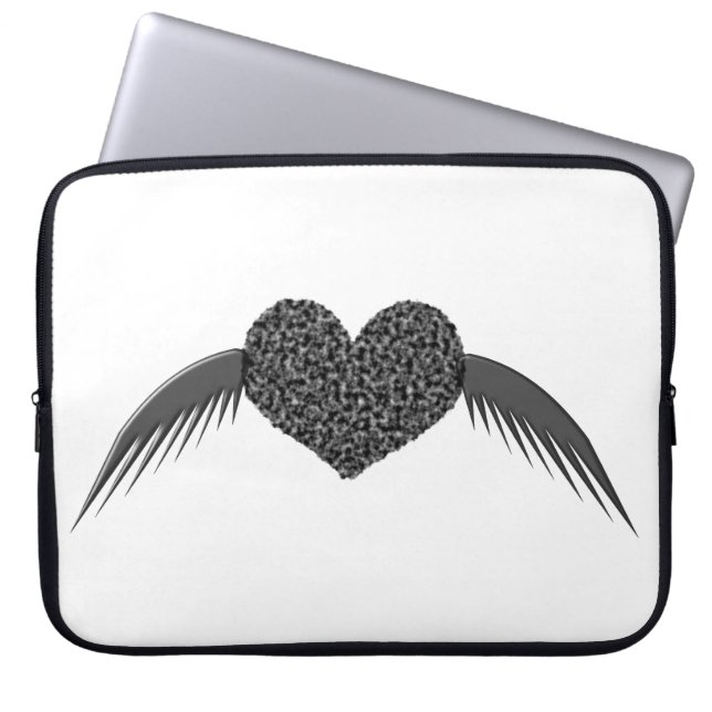 Gothic Winged Love Heart Laptop Bag (Front)