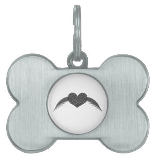 Gothic Winged Love Heart Pet Tag