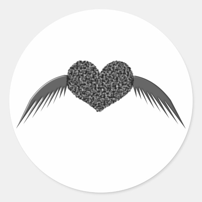 Gothic Winged Love Heart Sticker (Front)