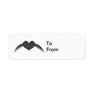 Gothic Winged Love Heart Sticky Present Tags