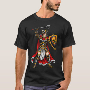 Gothic Witch and Skeleton Grave Dark Fantasy T-Shirt