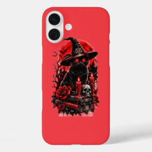 Gothic Witch Black Cat Halloween Skull Candle Desi iPhone 16 Plus Case
