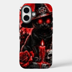 Gothic Witch Black Cat Halloween Skull Candle Desi iPhone 16 Case