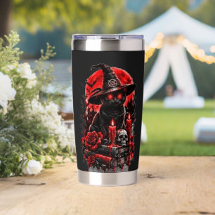 Gothic Witch Black Cat Halloween Skull Candle Desi Insulated Tumbler