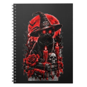 Gothic Witch Black Cat Halloween Skull Candle Desi Notebook